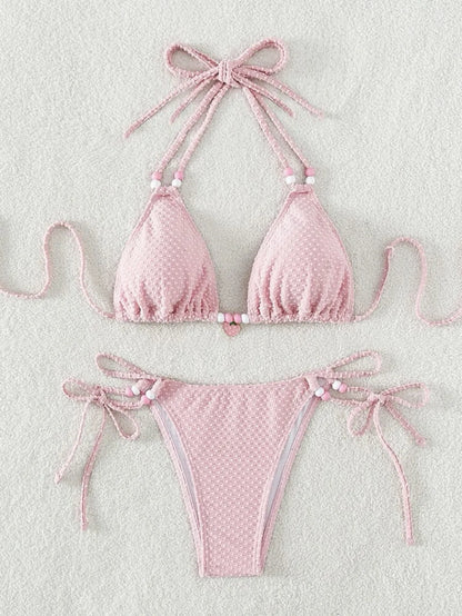 Gelbes Sexy-Bikini-Set mit Push-up für Damen – Brasilianischer Stil für Strand und Pool