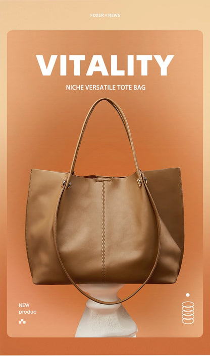 Damen Schultertasche Aus Splitleder Retro-Stil Großes Fassungsvermögen