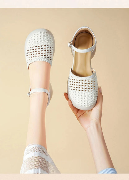 AIYUQI frauen Sandalen Retro 2025, Neue Sommer Römischen Weiblichen Sandalen Große Größe Woven Hohl High Heels Für Frauen