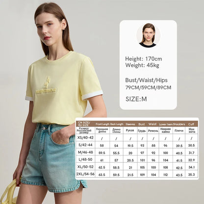 Damen Freizeit-T-Shirt mit Rundhalsausschnitt und Farbblockierung für den Sommer