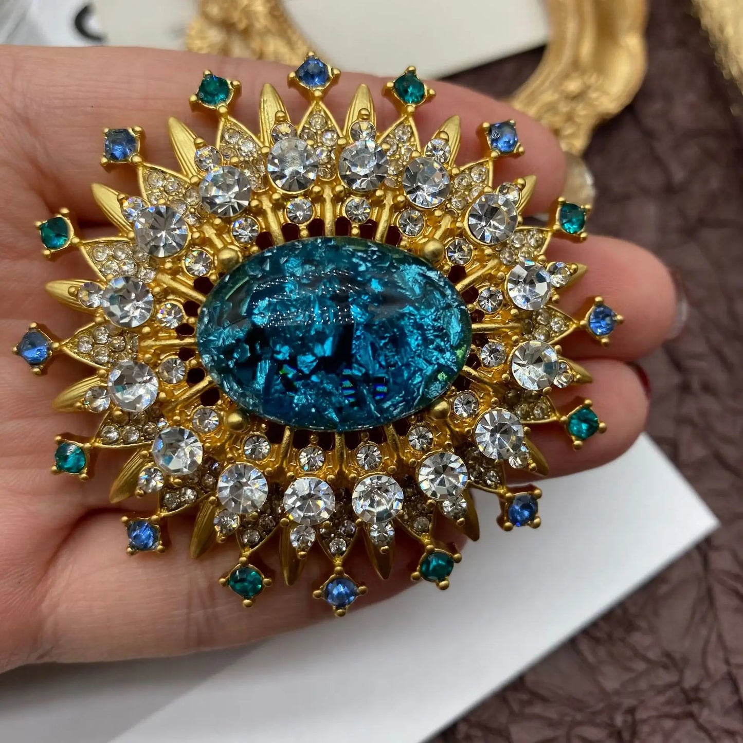Brosche Strass Kristall Barock Ellipse Retro Palast Glänzend Damen
