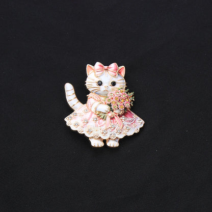 Brosche Tier Emaille Strass Katze Hummer Vogel Fuchs Anstecknadel Damen