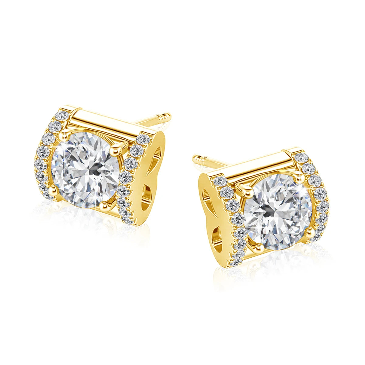 Damen-Ohrstecker Moissanit 1,0 ct aus 14k Gelbgold Zertifiziert Luxus-Ohrringe für Hochzeit und Geburtstag