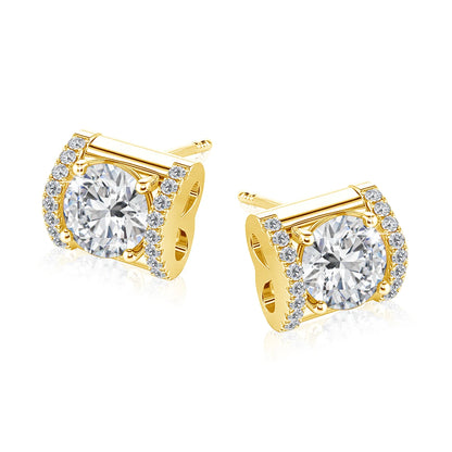 Damen-Ohrstecker Moissanit 1,0 ct aus 14k Gelbgold Zertifiziert Luxus-Ohrringe für Hochzeit und Geburtstag