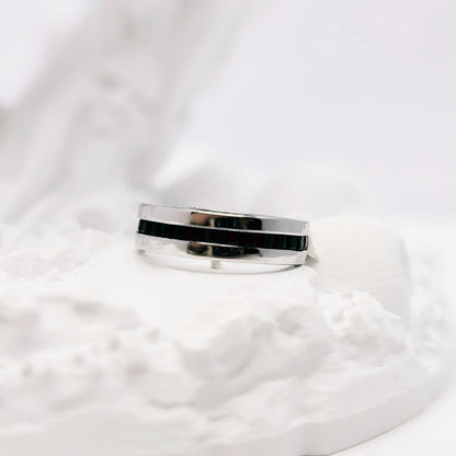 Damen-Ring Bandring schwarze Steine Vintage II aus Sterlingsilber