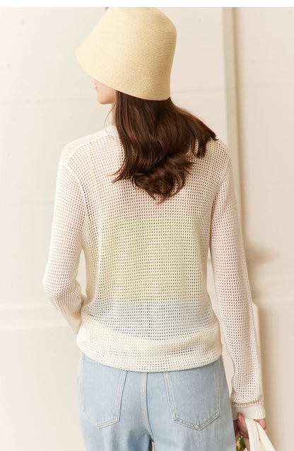 Damen-Strickjacke V-Ausschnitt Viskose locker elegant Frühling