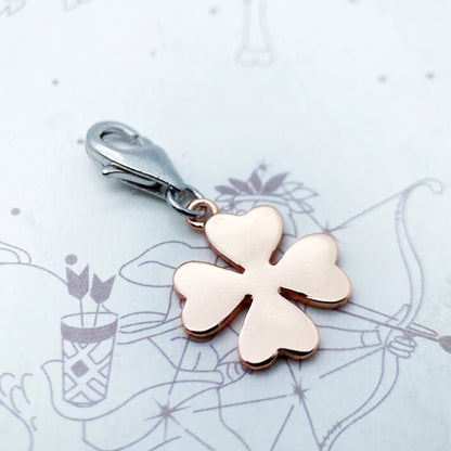 Damen-Charm-Anhänger Kleeblatt Roségold Glück Europa aus Sterlingsilber