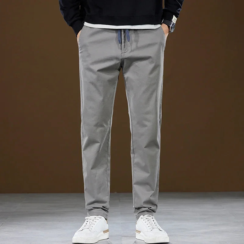 Herren Hose aus Baumwolle im Casual-Stil mit gerader Passform und Taschen