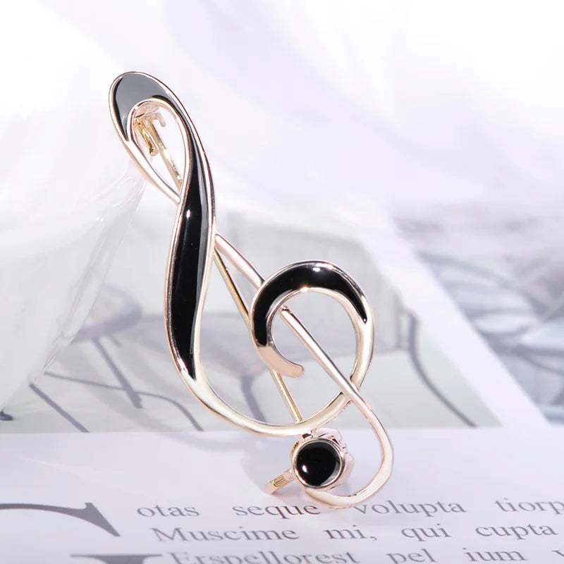 Brosche Musiknote Emaille Gold Symbol Kleidung Schal Abzeichen Damen