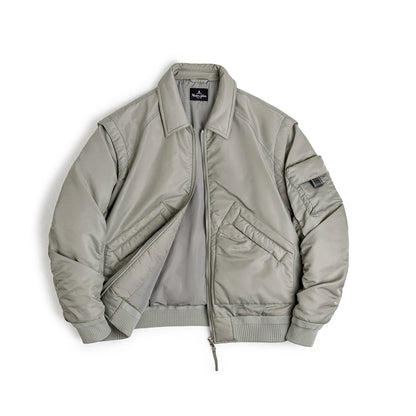 Herren Pilotenjacke Graugrün Warmer Mit Baumwolle Gefütterter Mantel Revers Taschen