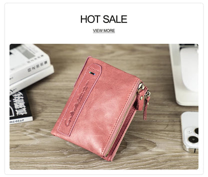 Damen Echtleder Geldbörse Bifold Vintage Portemonnaie Kartenhalter Münzbörse Geldclip