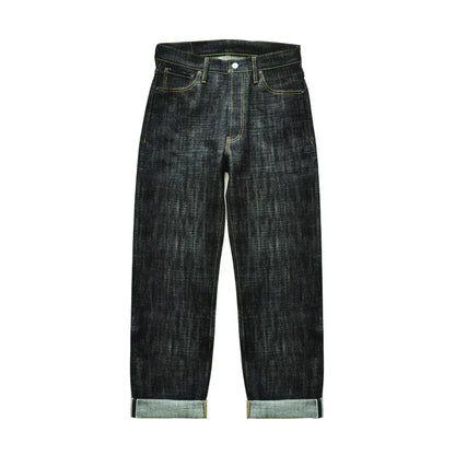 Herren Jeans im Vintage-Stil aus Selvedge Raw Denim mit Silber-überzogenen Knöpfen