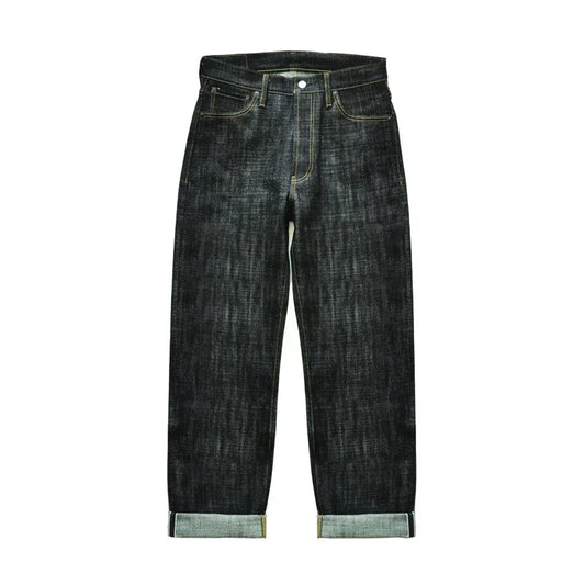 Herren Jeans aus Raw Denim im Vintage-Stil mit silbernen Knöpfen