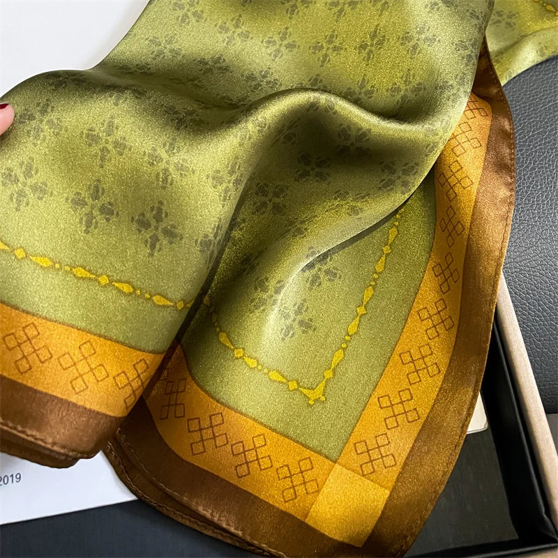 Damen Seidenschal Frühling bedruckt Haarband Halstuch Bandana quadratisch klein