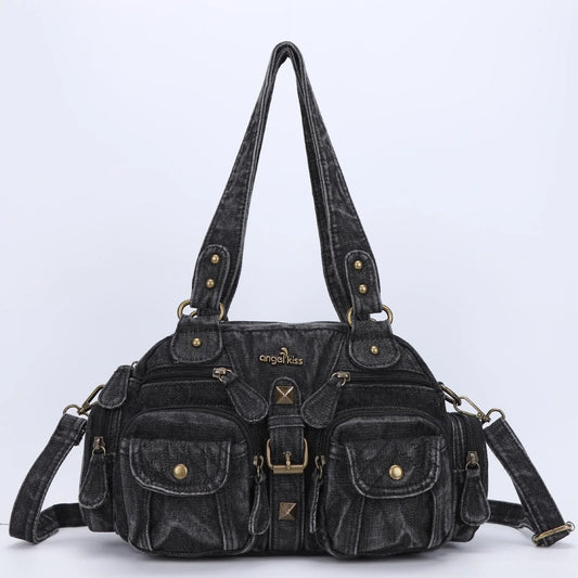 Damen-Handtasche Aus Denim Mit Top-Handle Und Schultergurt Für Alltag Und Freizeit