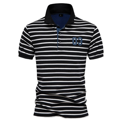 Premium Herren Polo Shirt Gestreift Luftiger Tragekomfort