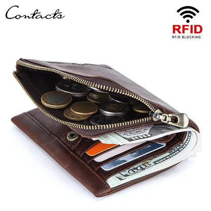 Herren Echtleder Geldbörse Bifold Vintage Senior Reißverschluss Luxus Kartenhalter Geldclip