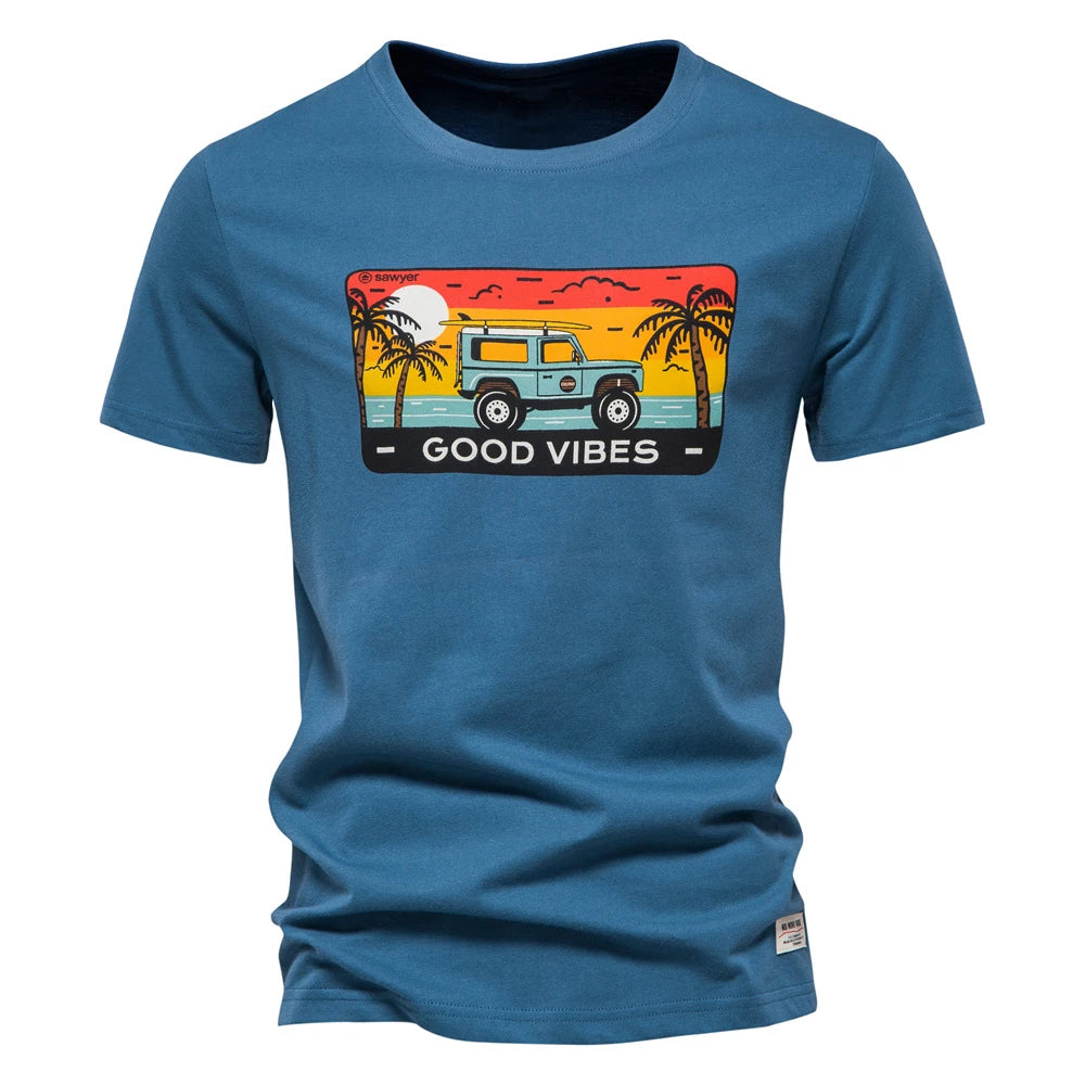 Herren T-Shirt aus Baumwolle mit hochwertigem Druck im lässigen Stil