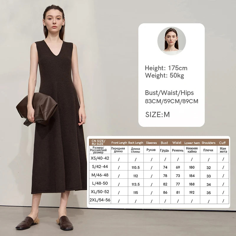 Elegantes Strickkleid Damen Mit V-Ausschnitt Und A-Linie