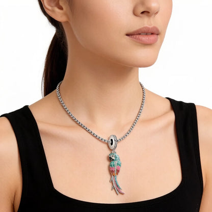 Damen-Charm-Anhänger Papagei bunt aus Sterlingsilber