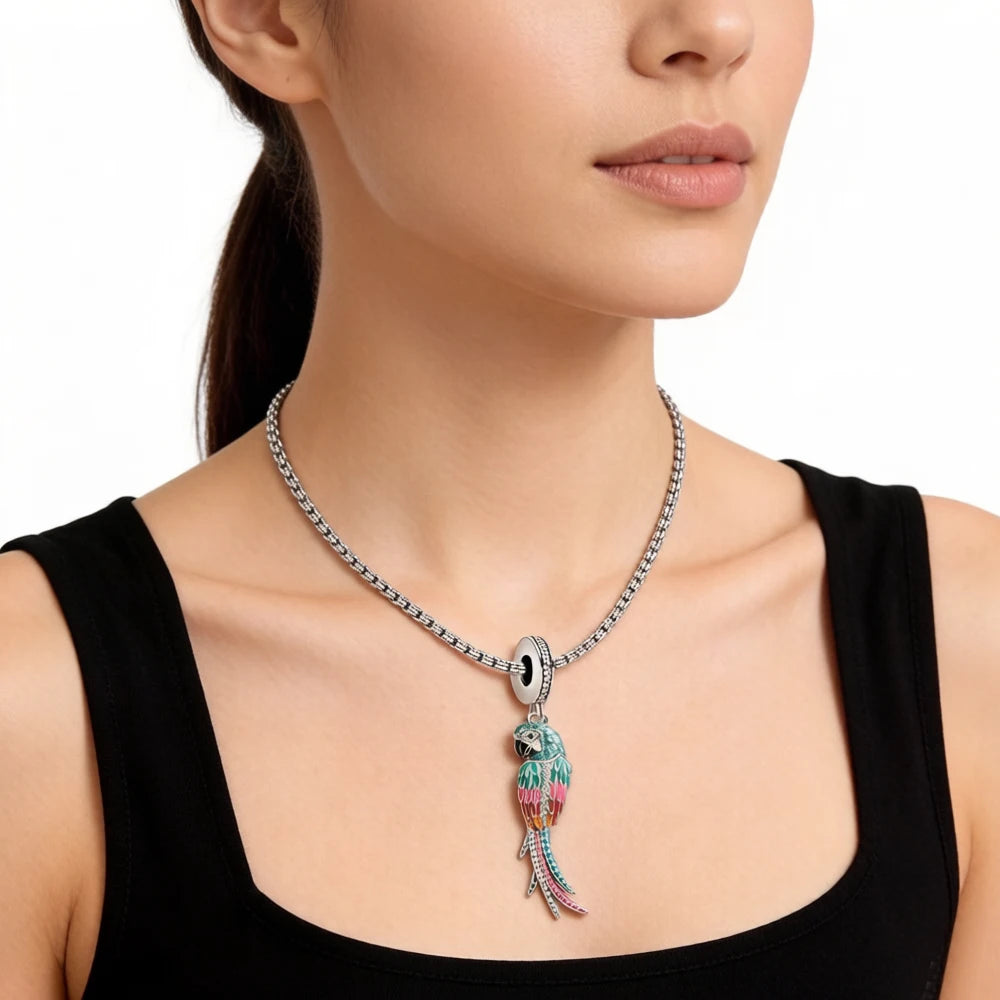 Damen-Charm-Anhänger Papagei bunt III aus Sterlingsilber