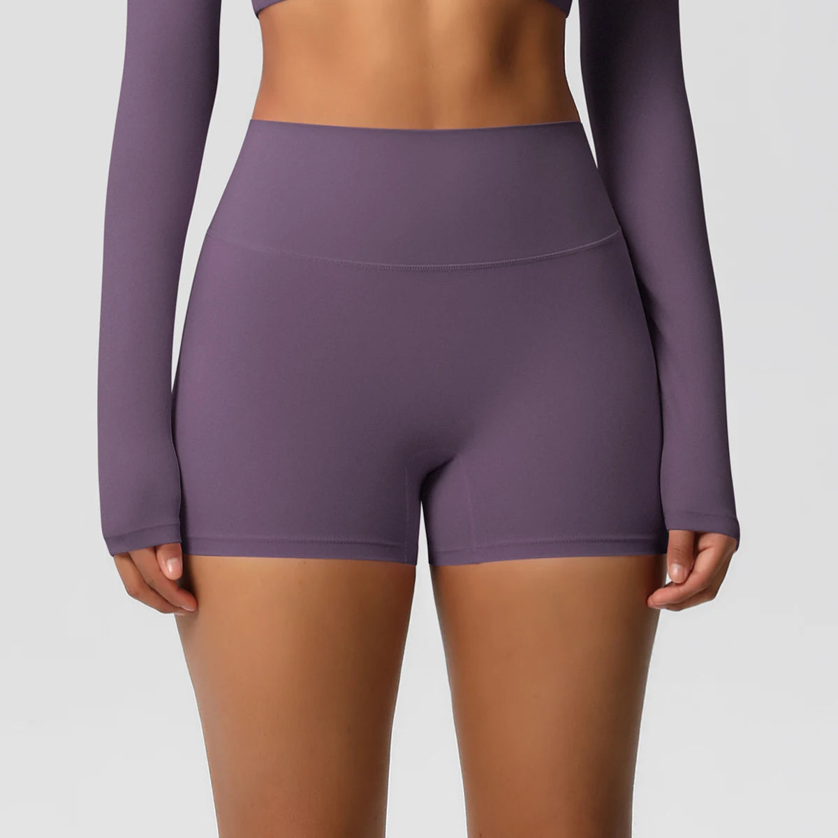 Yoga-Shorts mit Push-up-Effekt, lila High-Waist-Passform