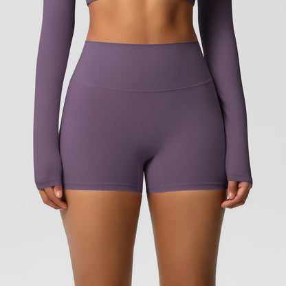 Yoga-Shorts mit Push-up-Effekt, lila High-Waist-Passform