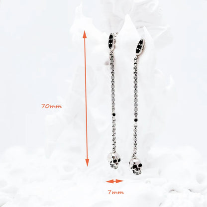 Damen-Tropfenohrringe Totenkopf Vintage aus Sterlingsilber