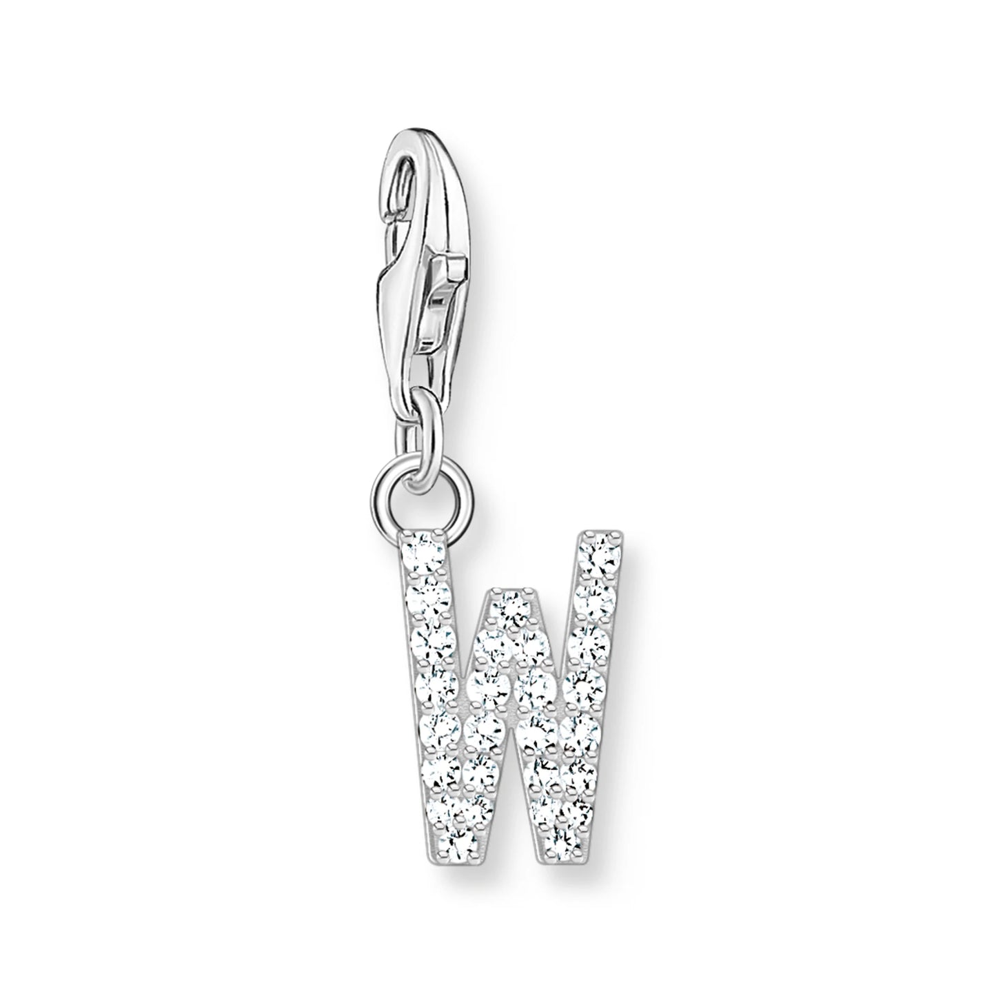 Damen-Charm-Anhänger Buchstaben weißer Stein klassisch aus Sterlingsilber