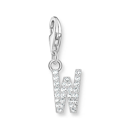 Damen-Charm-Anhänger Buchstaben weißer Stein klassisch aus Sterlingsilber