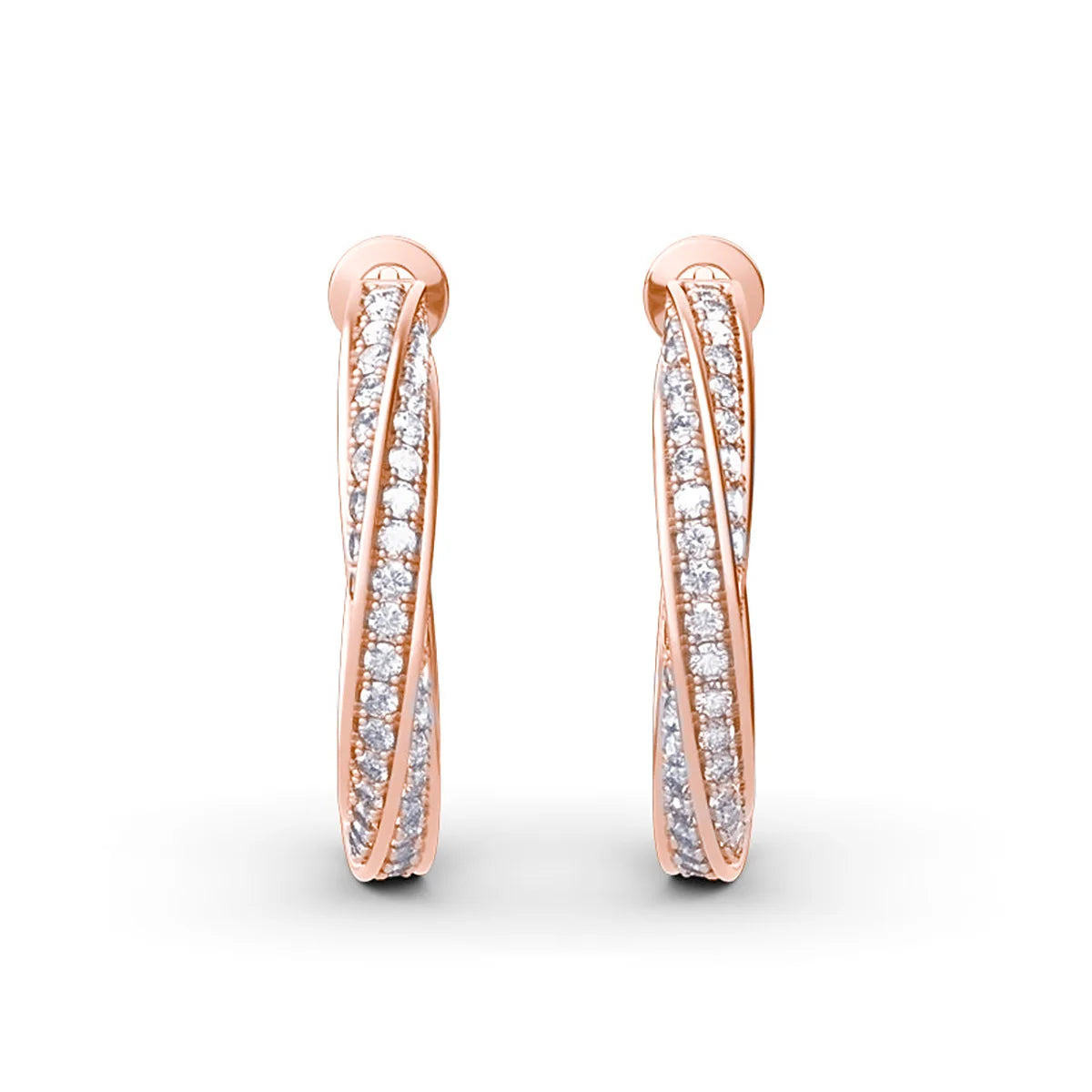 Damen-Hoop-Ohrringe mit Moissanitsteinen, 7,5 ct Gesamt, Silber 925 Roségold plattiert, Luxuriöser Glanz