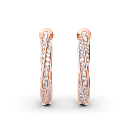 Damen-Hoop-Ohrringe mit Moissanitsteinen, 7,5 ct Gesamt, Silber 925 Roségold plattiert, Luxuriöser Glanz