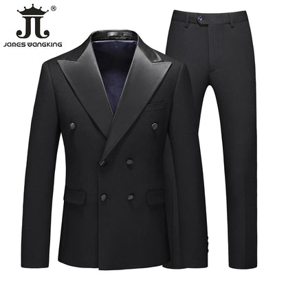Luxuriöses Herren-Doppelreiher Anzugset: Eleganter 5XL Smoking für Hochzeit & Gala-Veranstaltungen
