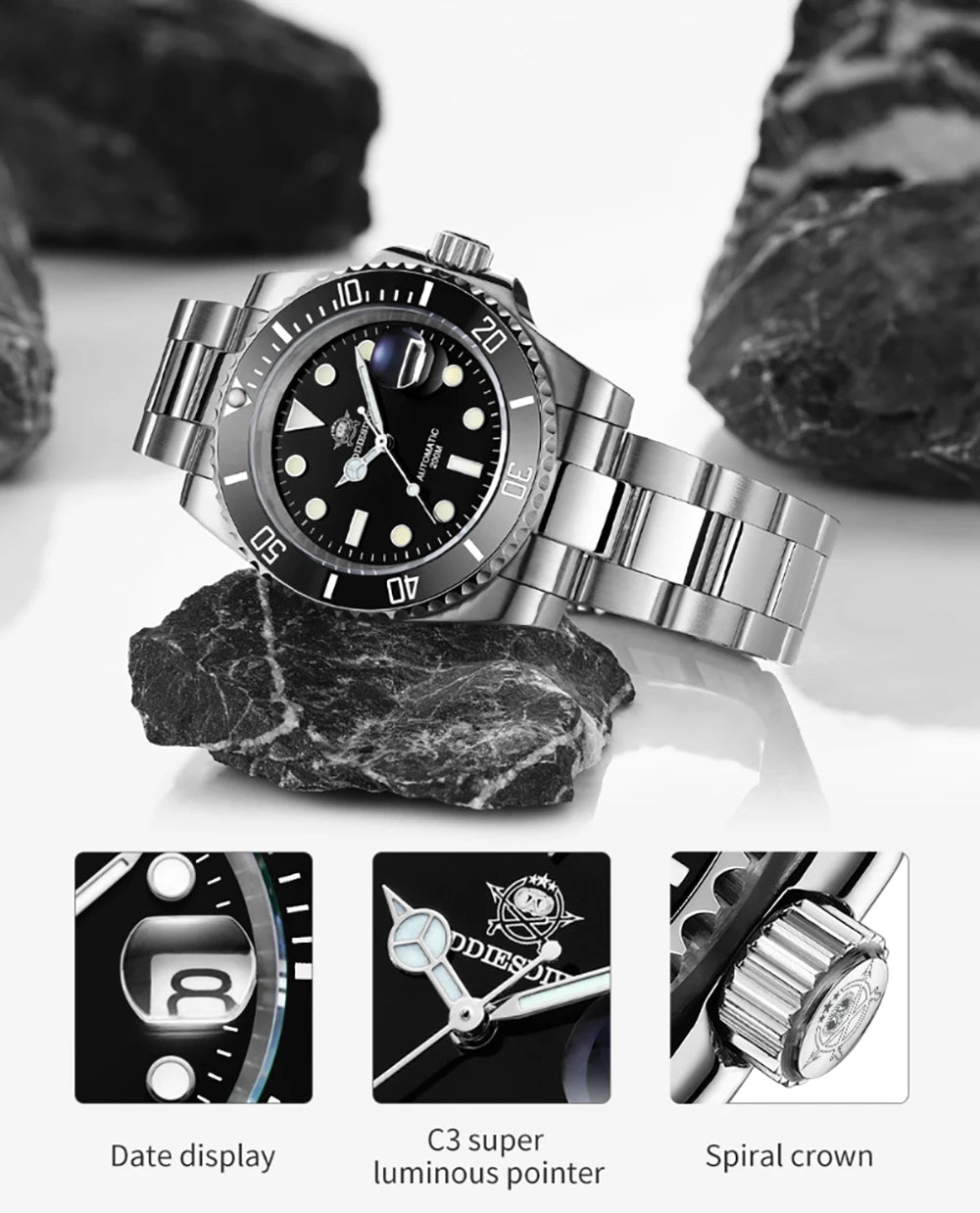 Herren-Taucheruhr mit Keramikluenette und NH35-Automatikwerk