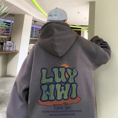 2025 neue Brief Grafik Hoodies männer Elegante Vintage Baumwolle Fleece Mit Kapuze Sweatshirts Herbst Frauen Y2K Streetwear Hoody Kleidung