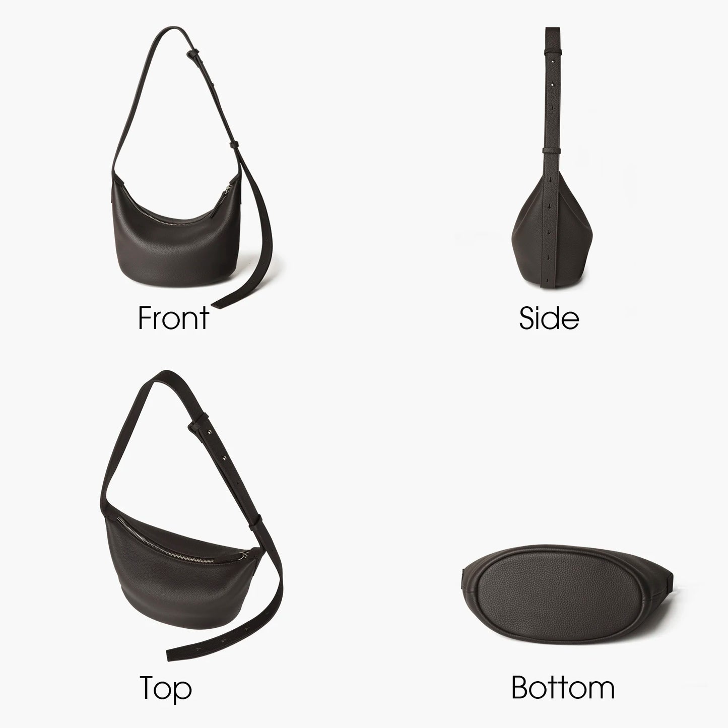 Mini Hobo Tasche aus Vollnarbigem Rindleder | Bucket-Form Crossbody