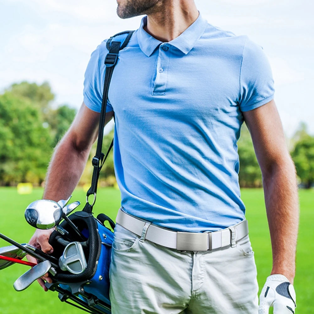Herren Stretch Elastik-Gürtel 3,6 cm Automatik-Schnalle Golf Sport Übergrößen 115–135 cm