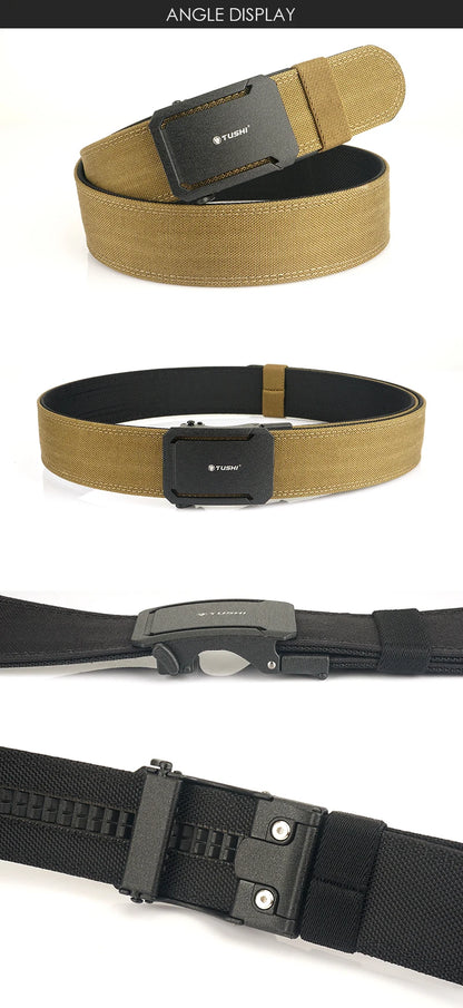 Herren-Taktischer Gürtel aus Nylon mit Automatischer Schnalle, 4,3 cm Breit, 120 cm Länge