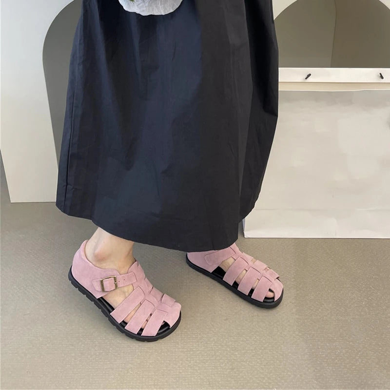 AIYUQI Damensandalen 2025, neue gewebte hohle römische Sandalen für Frauen, Sommer, große Schweinekäfig-weibliche Schuhe