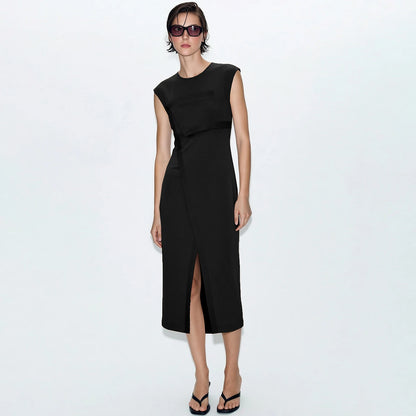 Elegantes Slim Kleid Für Damen Mit O Ausschnitt Leichter Stretch Business
