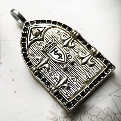 Damen-Charm-Anhänger Schwert Krone Ritter Schutz aus Sterlingsilber