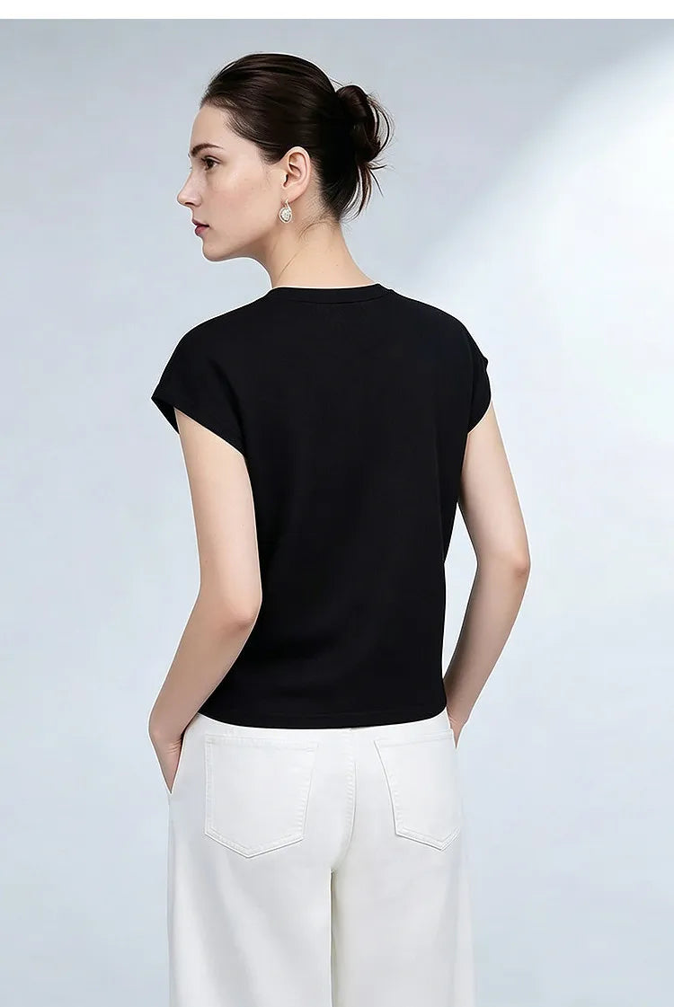 Damen V-Ausschnitt Cardigan Crop Kurzarm Viskose Sommer