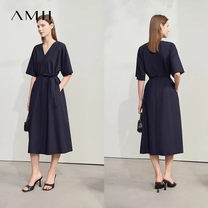 Elegantes Bürokleid Mit Gürtel Und V-Ausschnitt Für Damen