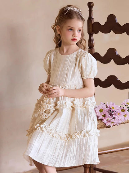 Sommerkleid für Mädchen im chinesischen Retro-Stil mit kurzen Ärmeln – Kawaii Cheongsam Chi-Pao Design für Kinder von 110cm bis 170cm