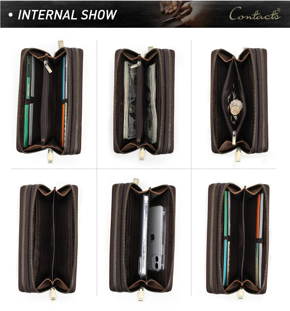 Herren Echtleder Clutch Vintage Business Geldbörse Kartenhalter Reise Büro Geschenk