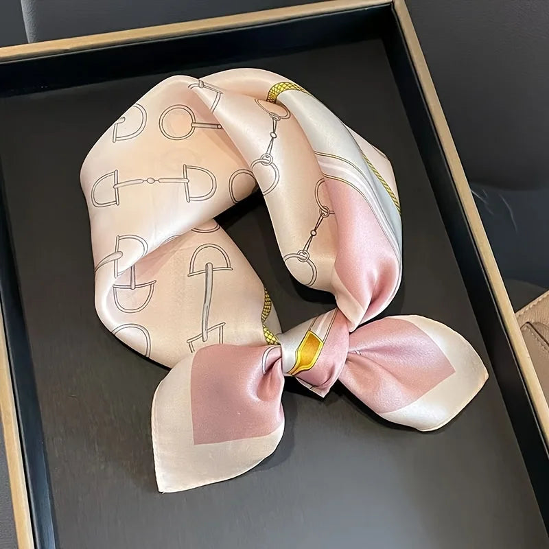 Damen Seidensatin Schal quadratisch Blumenprint Kopftuch Bandana Hijab C