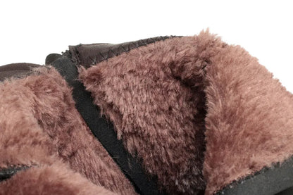 Damen Schneestiefel aus echtem Leder mit rutschfestem flachem Boden
