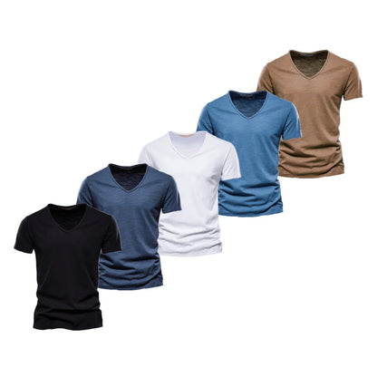 Herren T-Shirt im Casual-Stil mit V-Ausschnitt in einfarbigem Design