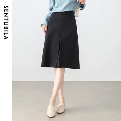 Frauen A-Linie Rock in Schwarz mit elastischer Taille für Büro-Outfits
