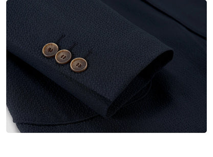 Leichter Herren-Seersucker-Anzug in Hellgrau – ideal für Hochzeit, Büro und Alltag